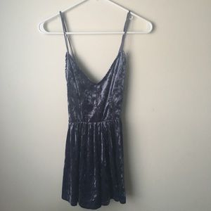 Purple Crushed Velvet Crossback Romper